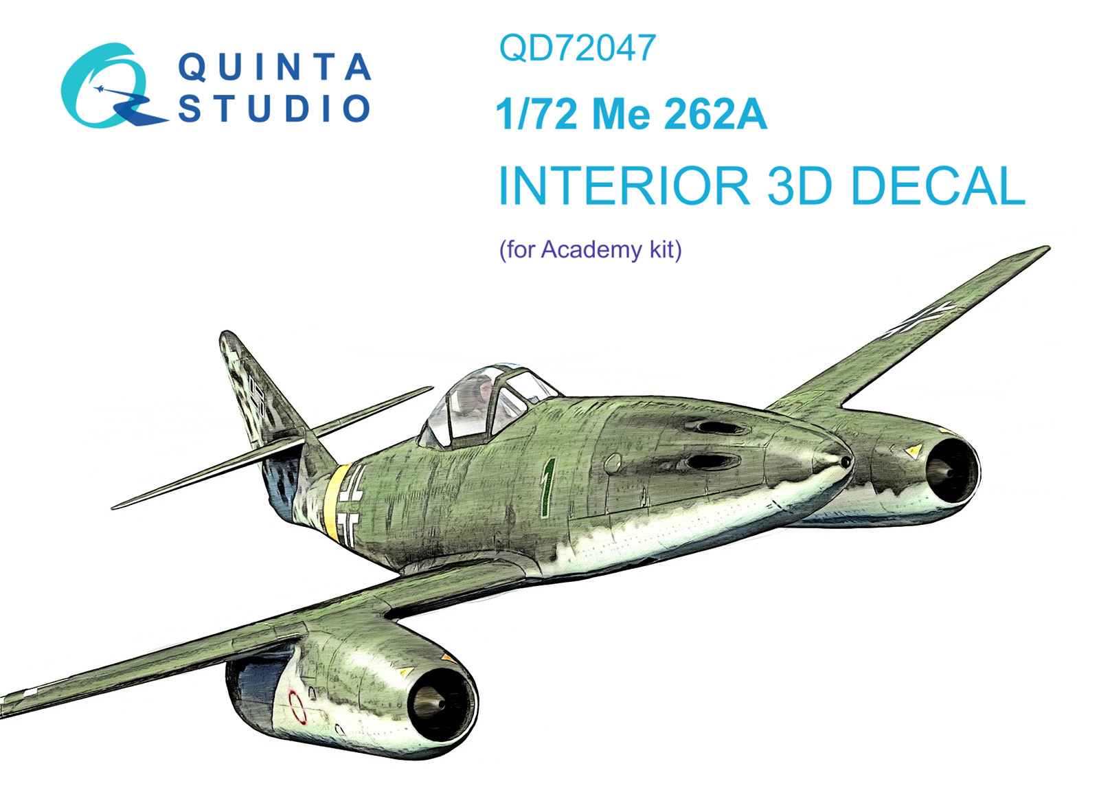 Quinta Studio 1/72 Me-262A 3D Interior decal #72047 (Academy)